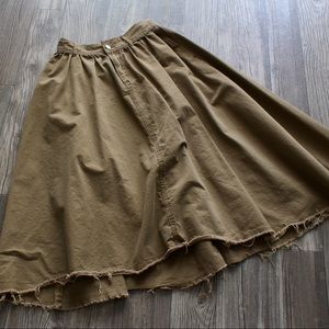 Cottagecore Khaki Maxi Skirt